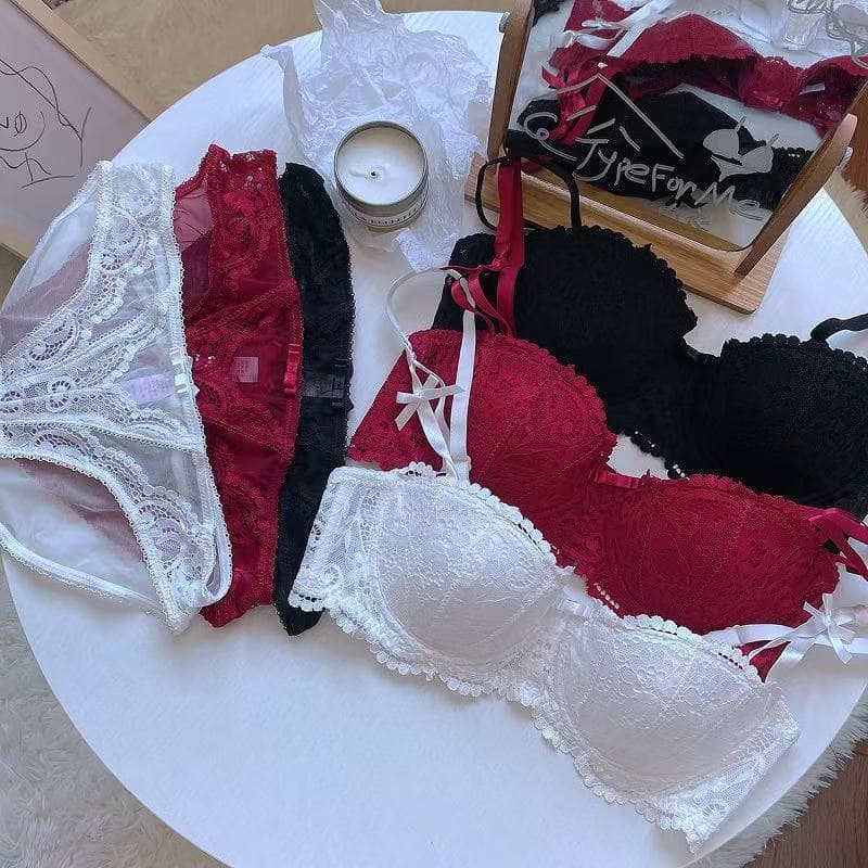 Thin Half-Cup French Sexy Pure Lace Bra for Small Busts, Pure White, Japanese-Style Teen Lingerie, Single Piece Set