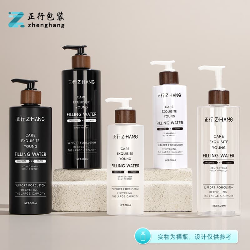 Spot cylindrical cosmetic pet bottle transparent shower gel lotion sub-bottle 500ml plastic shampoo bottle