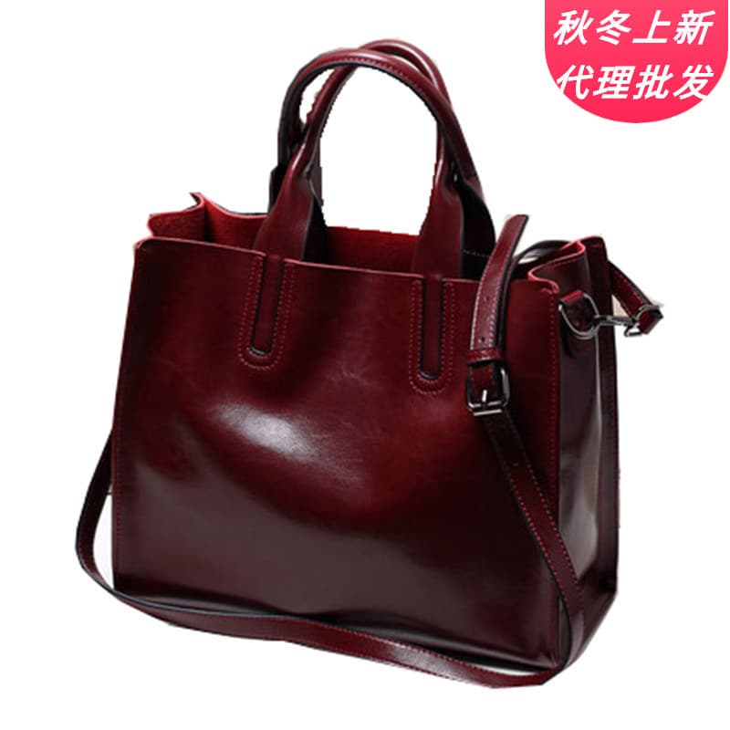 Genuine Leather Women's Bag Original Export Order Ladies Shoulder Bag European-American Style Vintage Crossbody Bag Bag Agency Franchise