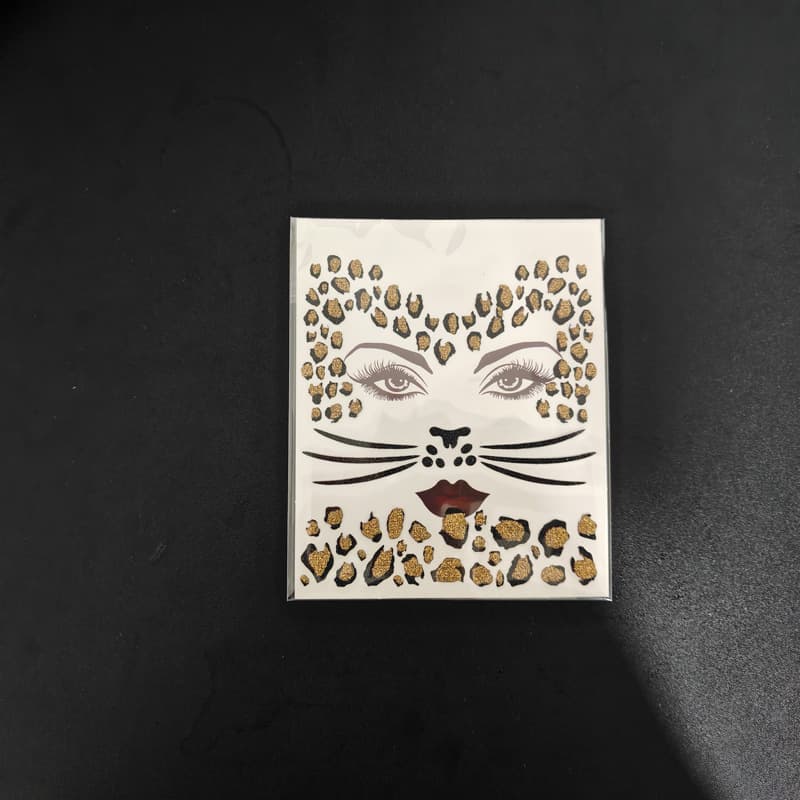 Cross-border new hot stamping leopard print tattoo stickers European and American retro metal festival party stage makeup face stickers Tattoo
