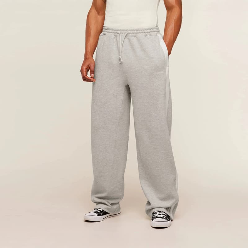 GYMSHARK Men's Sweatpants Double Stripe Patchwork Printed Joggers Gym Fitness Mid Waist Straight Leg Pants