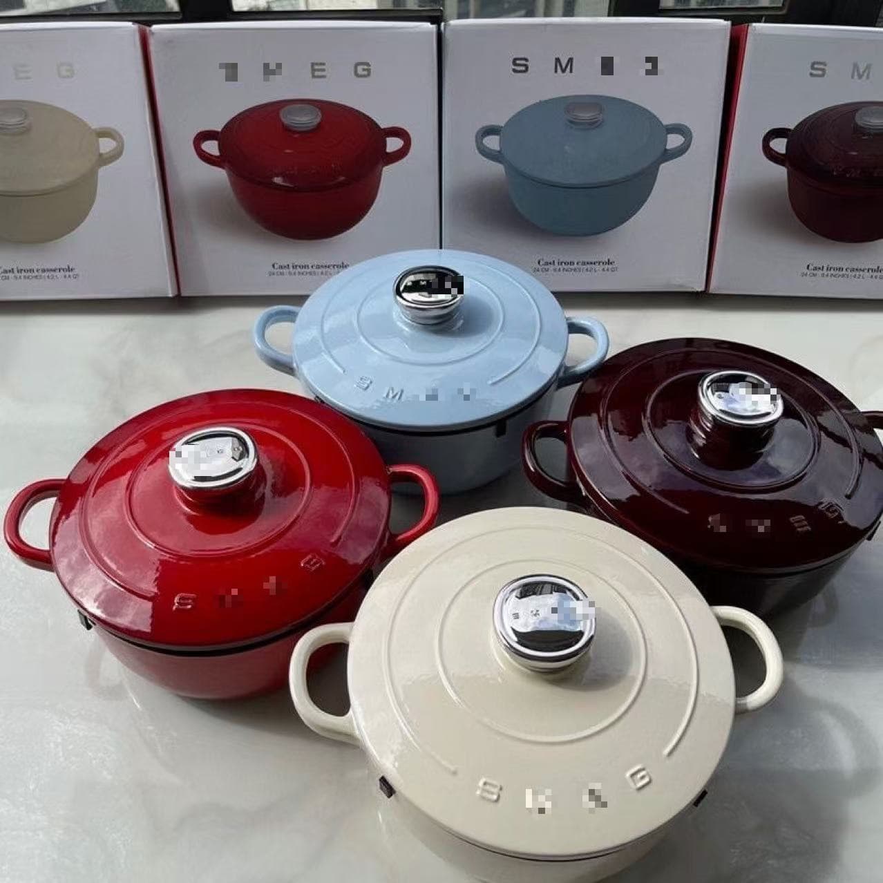 Foreign trade SM Simaijia EG 24CM cast iron enamel pot soup pot retro enamel pot with lid gas induction cooker