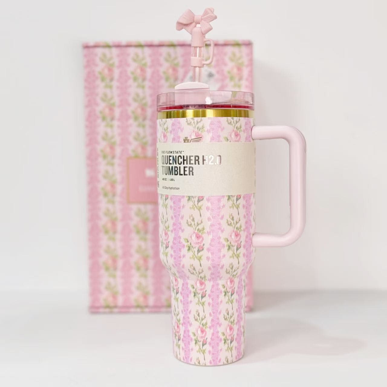 Cross-Border Hot-Selling Product in Stock: American Version High-End Ice Cup with Floral Gift Box, New 3rd Generation Large-Capacity Stainless Steel Thermos Cup