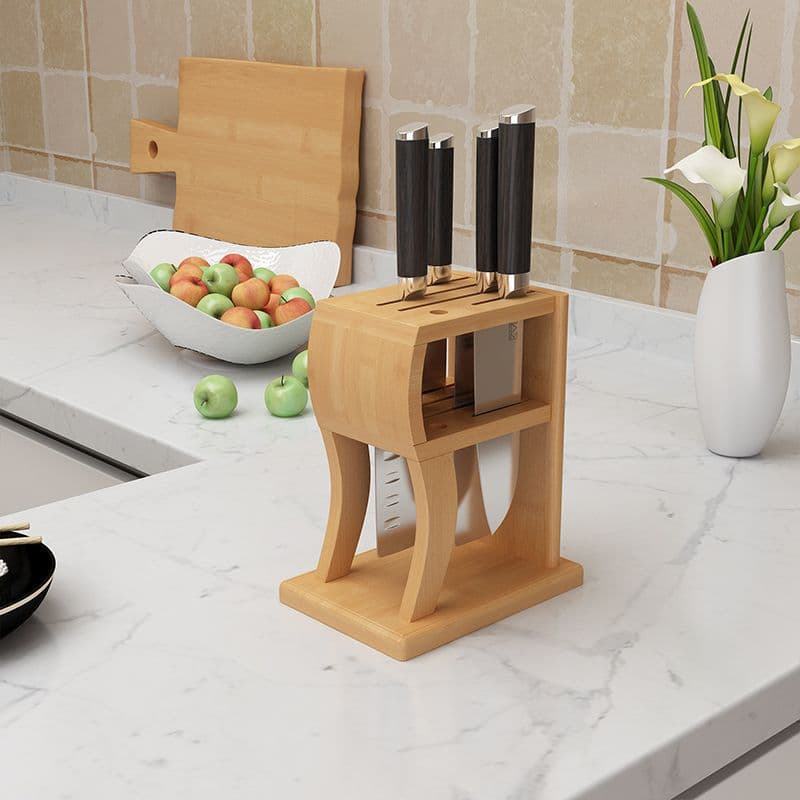 Bamboo Knife Block Kitchen Knife Holder Storage Rack Bamboo Kitchen Knife Rack Ventilated Wholesale Price