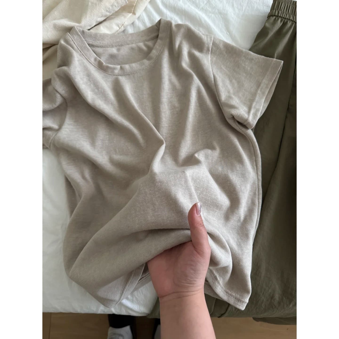 Soft snowflake cotton thin t-shirt women's lazy breathable bottoming shirt summer casual loose right shoulder short-sleeved top