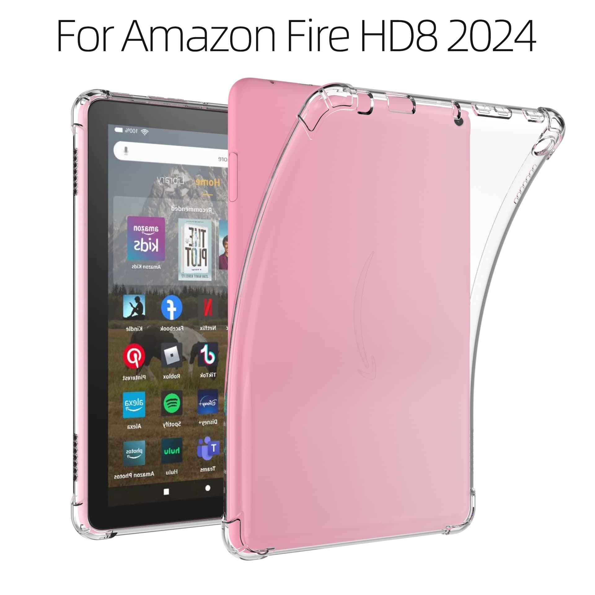 Compatible with 2024 Fire HD8 Air Cushion Case, Amazon Kindle HD8 Anti-fall Minimalist Soft Silicone Cover 8-inch