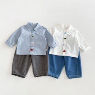 Boys' Fashion Label Shirt 2026 New Autumn Baby Design Super Cute Shirt Children's Trendy Fall Wear
