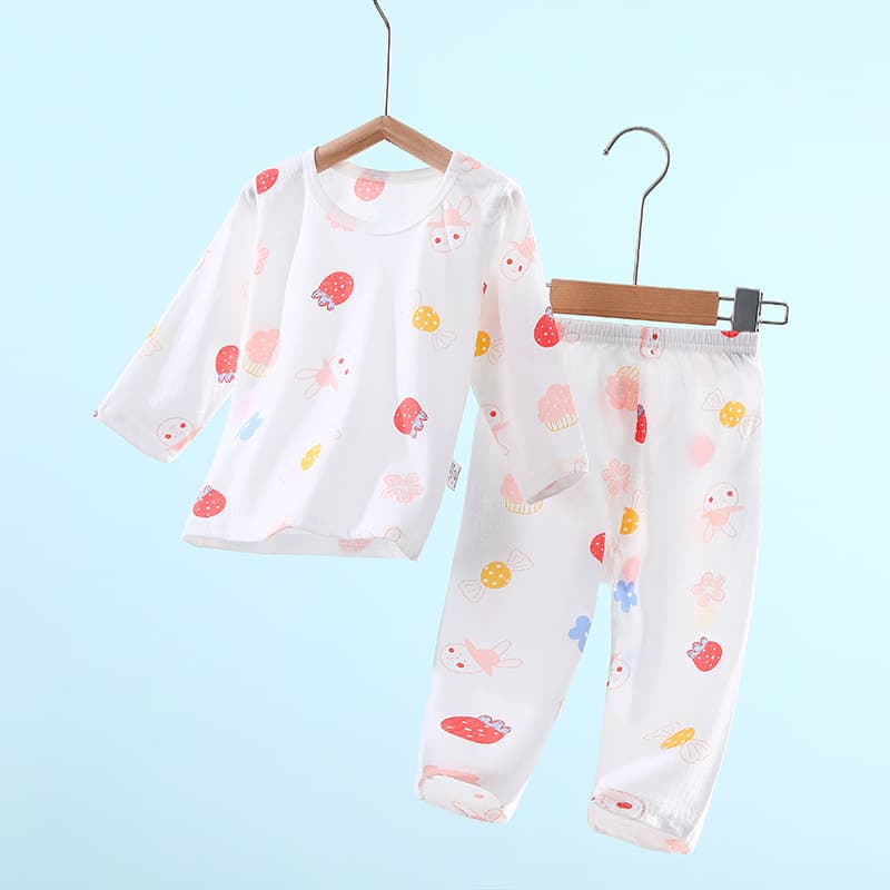 Baby Pajamas Summer Thin Girls Boys Air Conditioning Wear Pure Cotton Long Sleeve Spring Summer Home Clothes