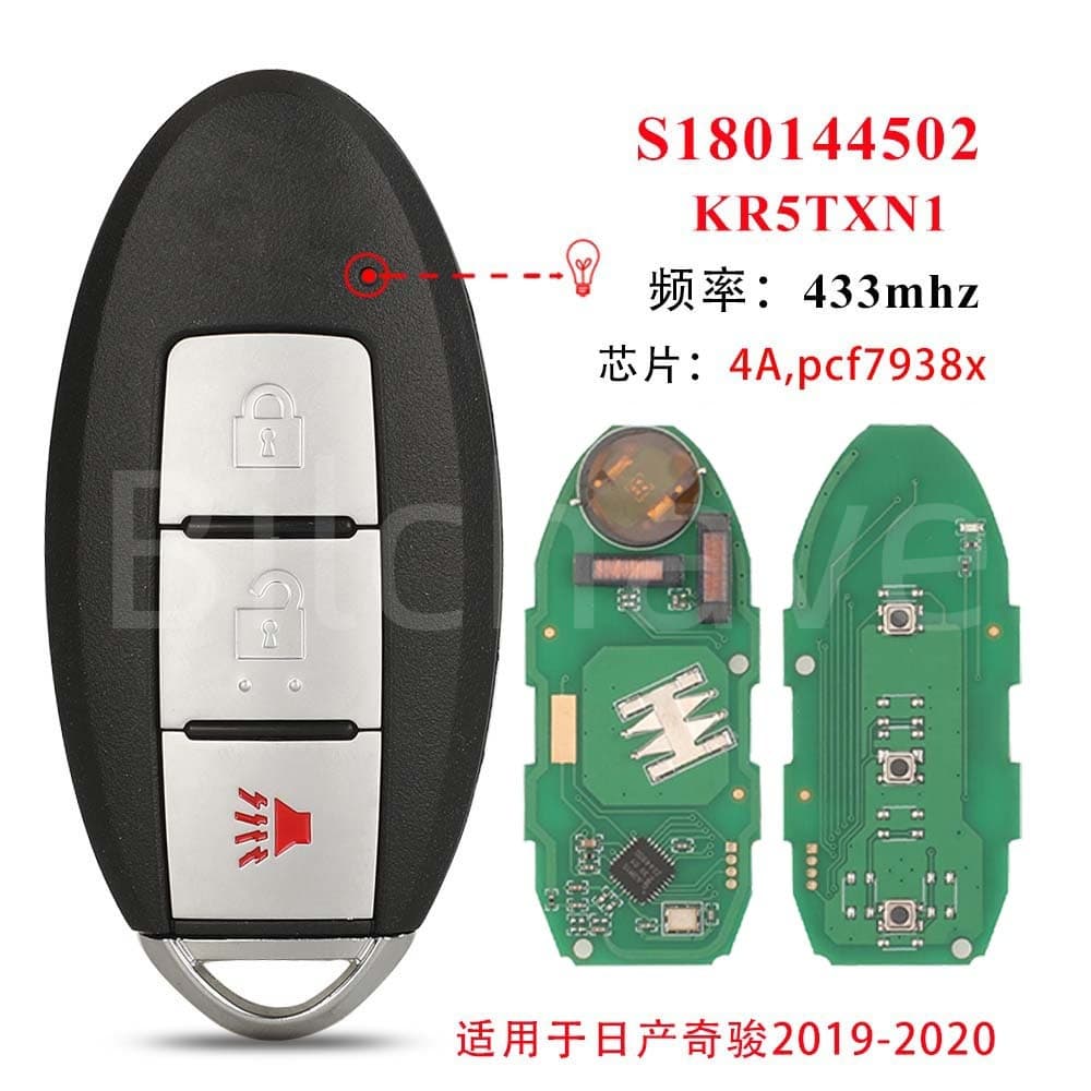 S180144502 Compatible with 3-Button Nissan Qashqai Remote Car Key KR5TXN1 4A Chip 433Mhz