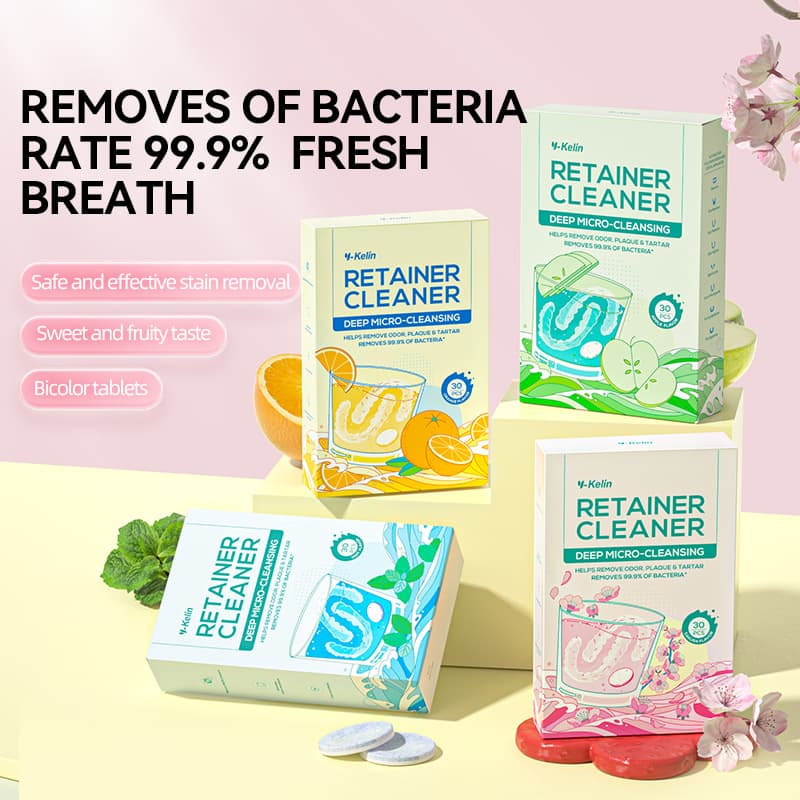 Cross-border Orthodontic Retainer Cleaner Effervescent Tablets for Invisible Aligners, Stain Removal, Fruit Flavor, English Packaging