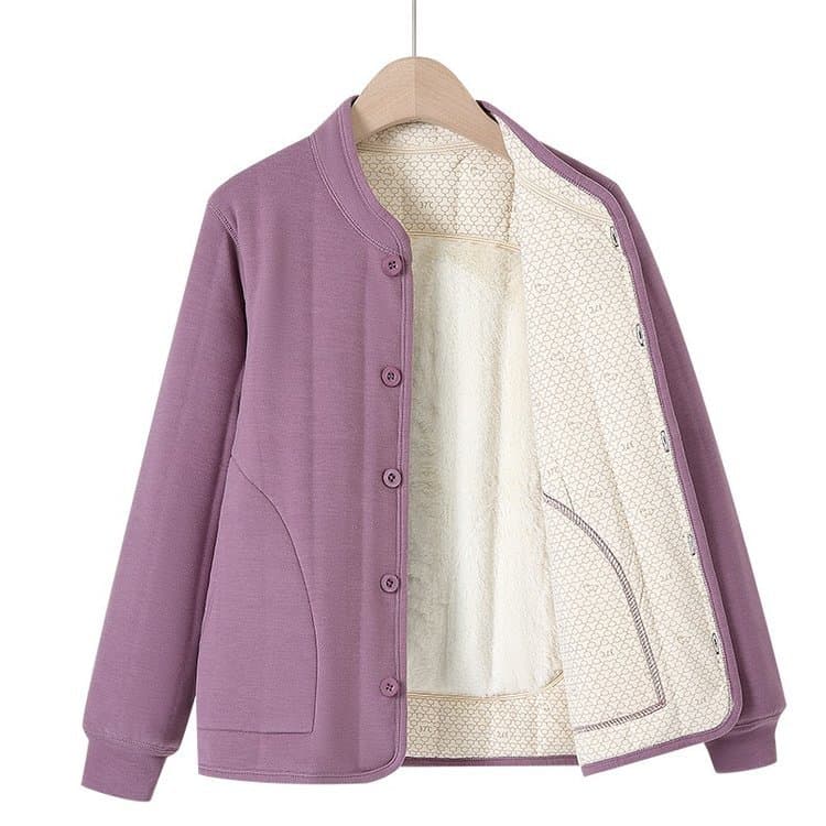 Mother's Cotton Padded Jacket for Middle-aged and Elderly Women, Inner Wear Patch Design, Thickened and Warm, Wool Lining Cotton Coat, Winter