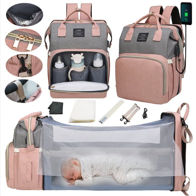 Double-Shoulder Mommy Bag Travel Baby Backpack Maternal Child Bag Cross-Border E-Commerce Mother Multifunctional Storage