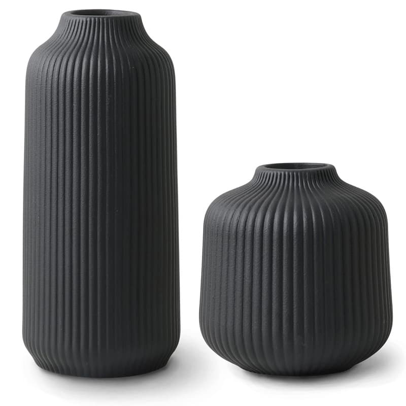 Black Matte Ceramic Vase for Bathroom, Office, Desktop, Kitchen, Entrance - Bohemian Home Decorative Ornament