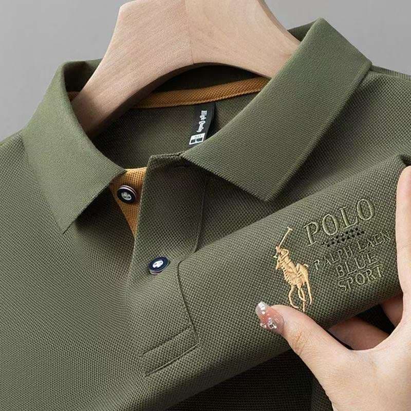 Casual business lapel dad wear cross-border foreign trade popular trendy tops short-sleeved embroidered polo shirts for men