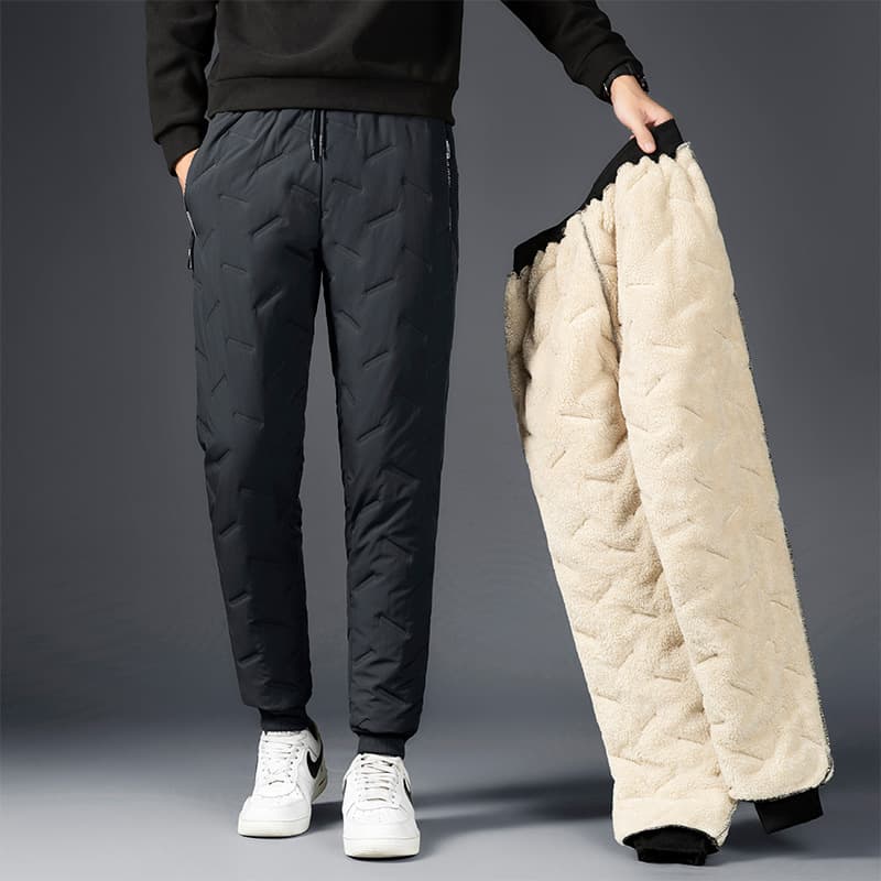 Factory Direct Sherpa Down Cotton Pants Men's Winter Fleece-Lined Thickened Loose Large Size Windproof Outerwear Warm Pants