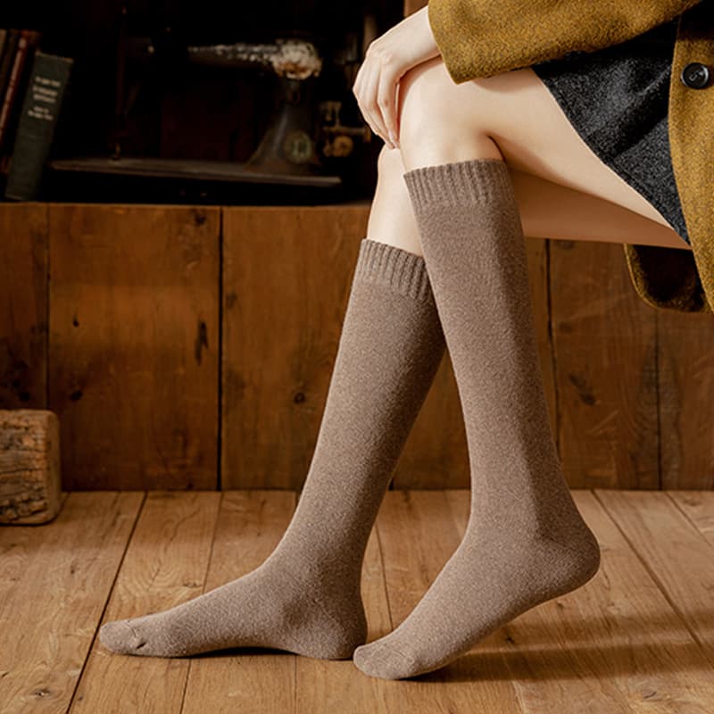 Women's calf socks autumn/winter retro academic style extended thickened warm compression socks trendy JK socks