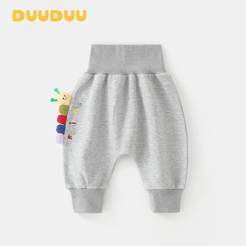 DUUDUU Caterpillar 2025 Spring Autumn Casual Cotton Pants for Babies And Toddlers Boys Girls High Waist Elastic Band