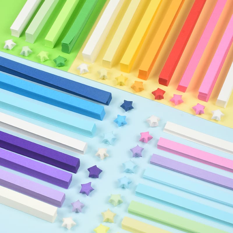 Gradient Color Lucky Star Origami Paper, Colored Strips for Kids to Weave Five-Pointed Stars, Wish Bottle Glass Jar Craft Supplies