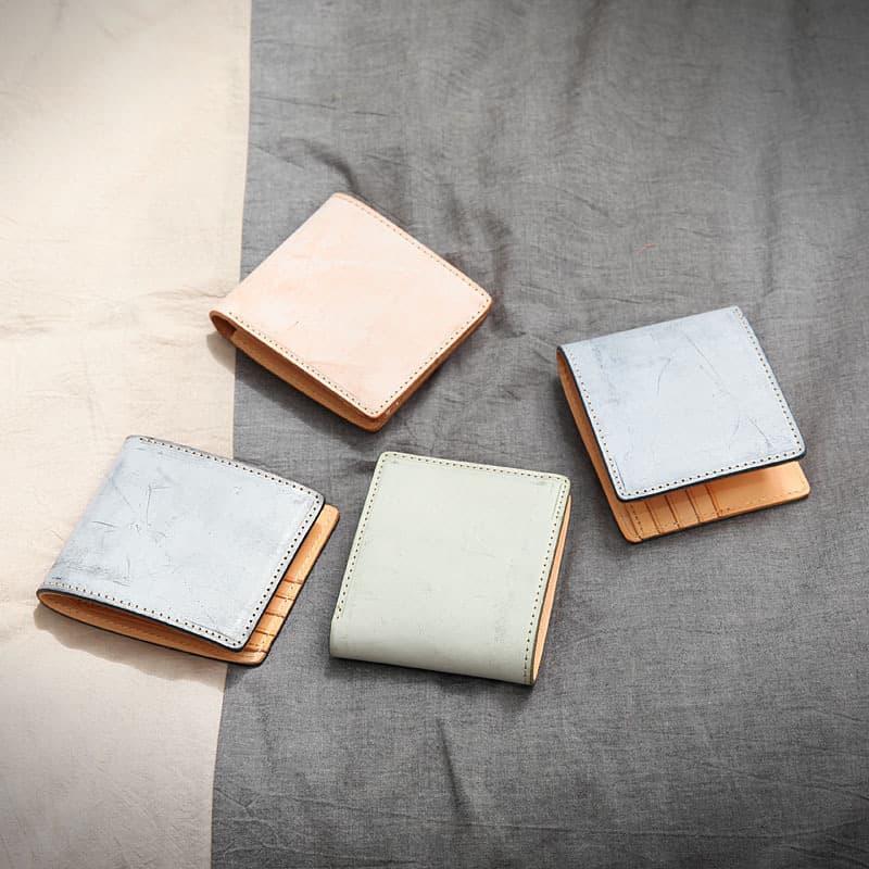 Short Genuine Leather Wallet Frosted Head Layer Cowhide Tanned Leather Bifold Urban Simple Style Pure Color Daily Match