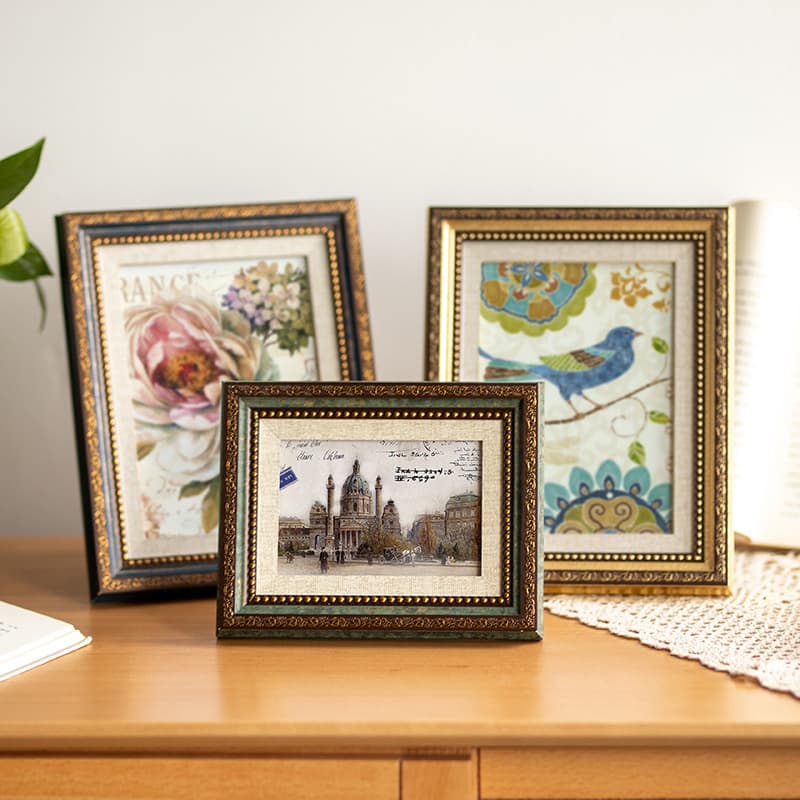 Retro Square Picture Frame Tabletop Oil Painting Frame Chinese Style 6-Inch 7-Inch 8-Inch 10-Inch Mounted Wall Hanging Wholesale Picture Frame