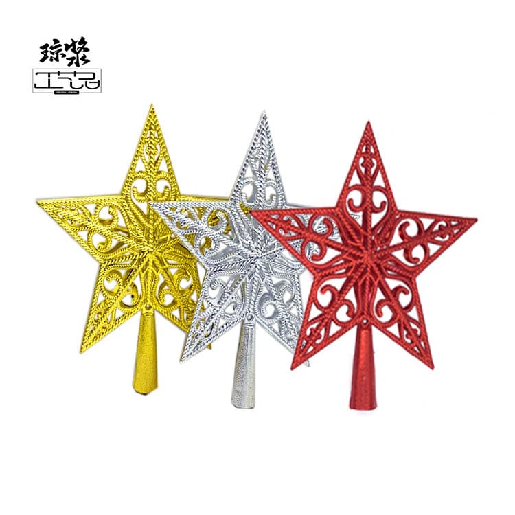 Five-pointed star Christmas tree top five-pointed star plastic hollow wire five-pointed star Christmas star decoration exclusively for cross-border supply