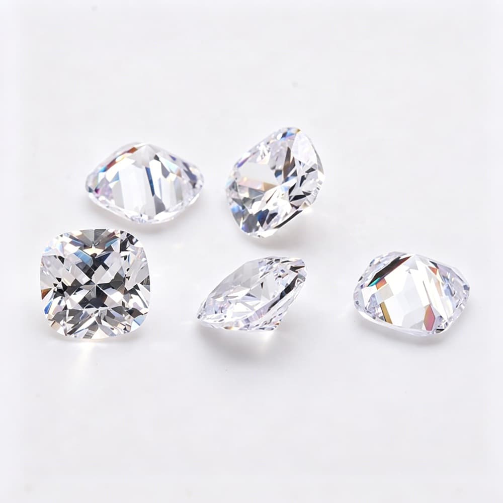 White fat square pointed bottom zircon loose stone cushion-shaped artificial CZ gemstone princess ring interface accessories DIY