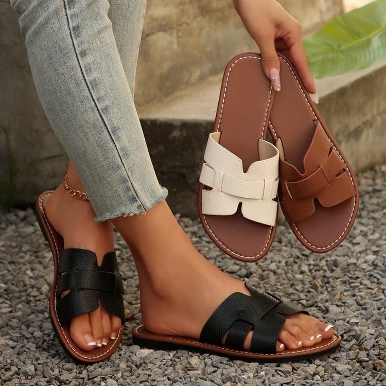 2026 New Multi-Color H-Strap Flat Sandals Open-Toe Casual Slippers Cross-Border E-Commerce Supply