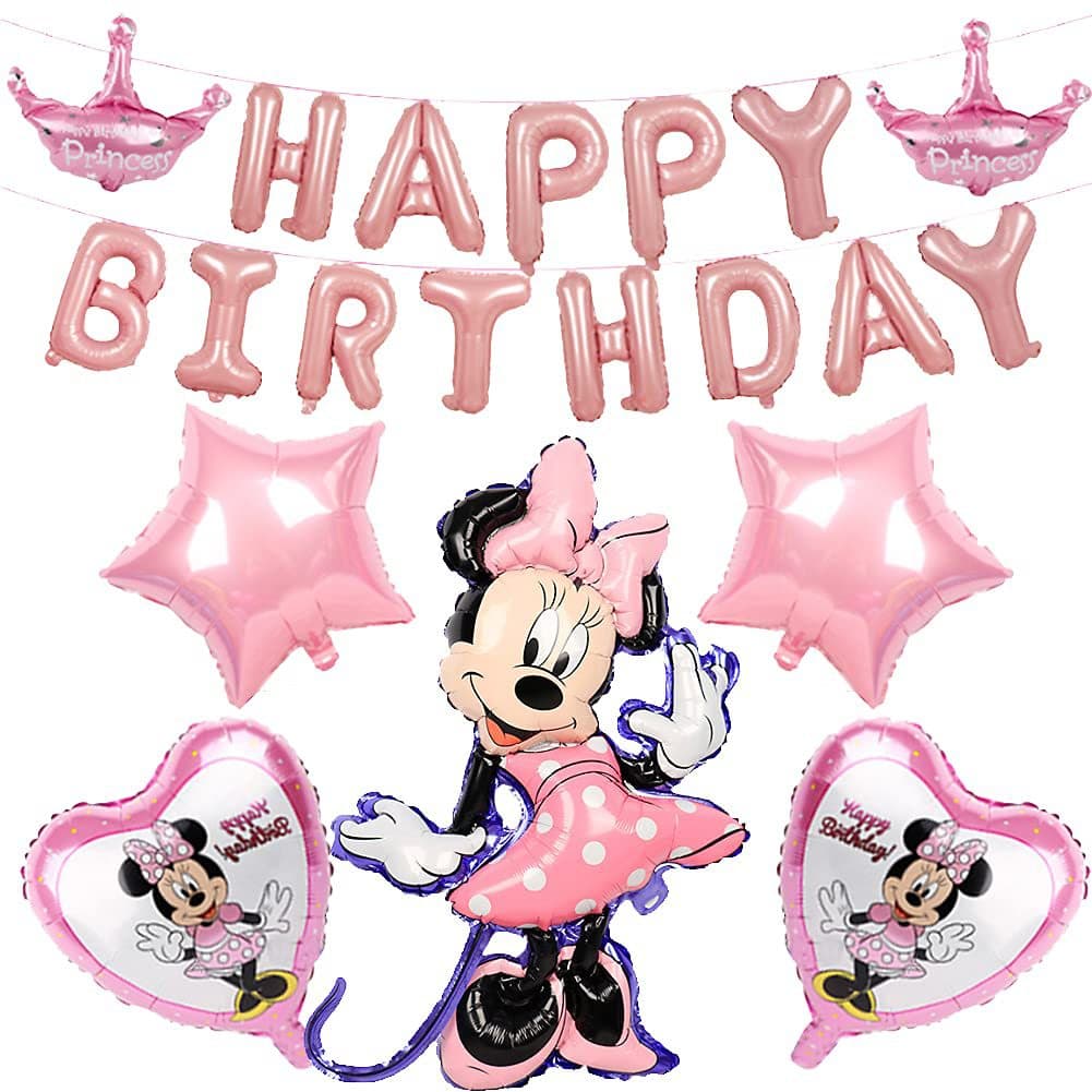 Mickey Mouse Birthday Decorative Balloons Letter Shaped 1 Year Old Children's Birthday Party Decoration Background Happy Birthday