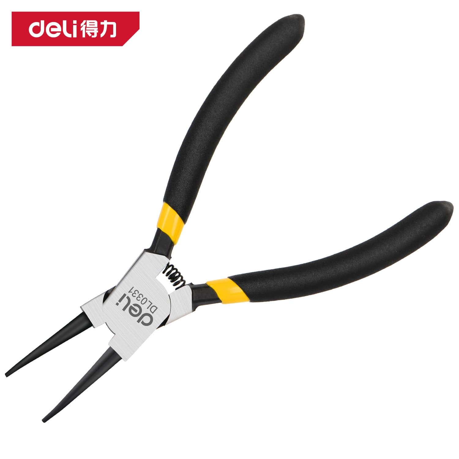 Deli Tools DL0331 Japanese-style internal straight retaining ring pliers, chrome vanadium steel 5-inch circlip pliers, snap ring pliers for internal and external straight and bent.