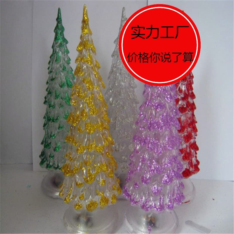 Colorful Acrylic Christmas Tree Night Light, Color-Changing Night Light, Glitter Christmas Tree, Factory Direct Supply