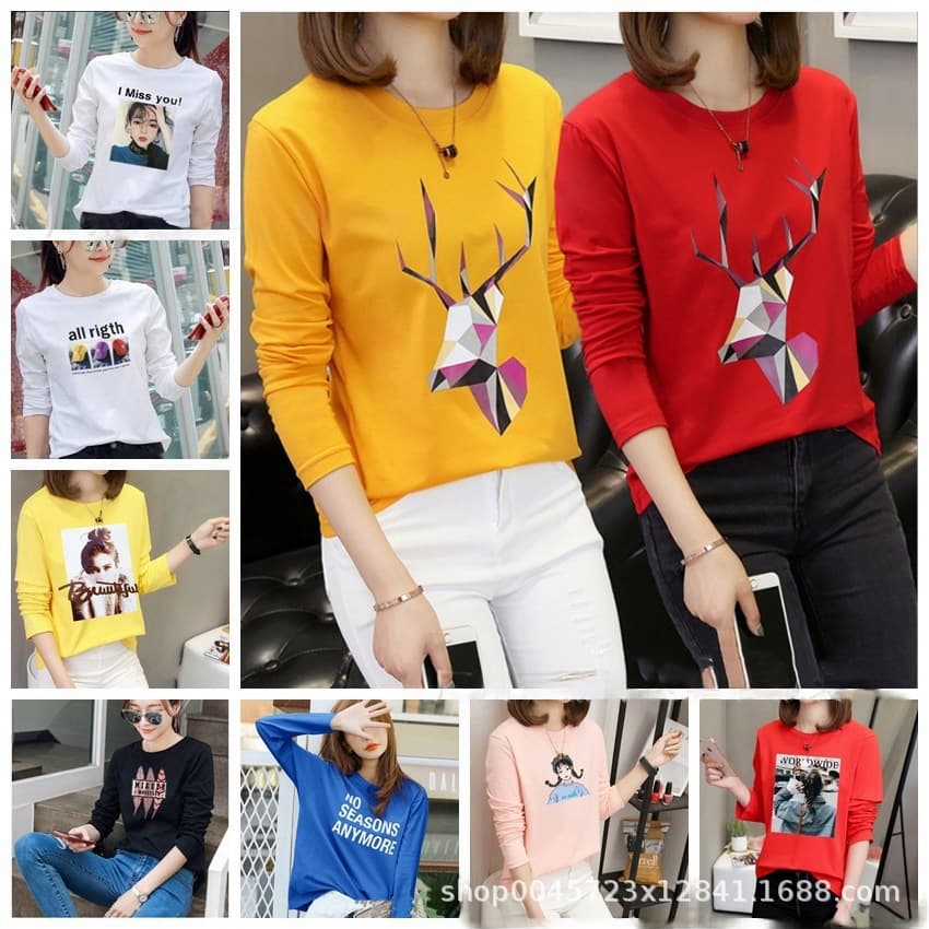 2026 Spring Women's Korean Style 9.9 Yuan Long Sleeve T-Shirt Women's Undershirt Clothing Wholesale Korean Spring New Arrival