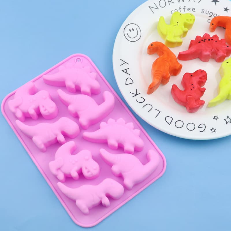 Spot wholesale 8-piece dinosaur silicone cake mold DIY chocolate mold glue decorative handmade soap mold