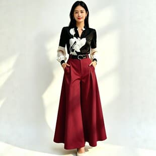 Linen-Cotton Wide-Leg Pants for Women, High-Waist Loose Slimming, 9/10 Length, 2024 Summer New Draped Casual Straight-Leg Pants