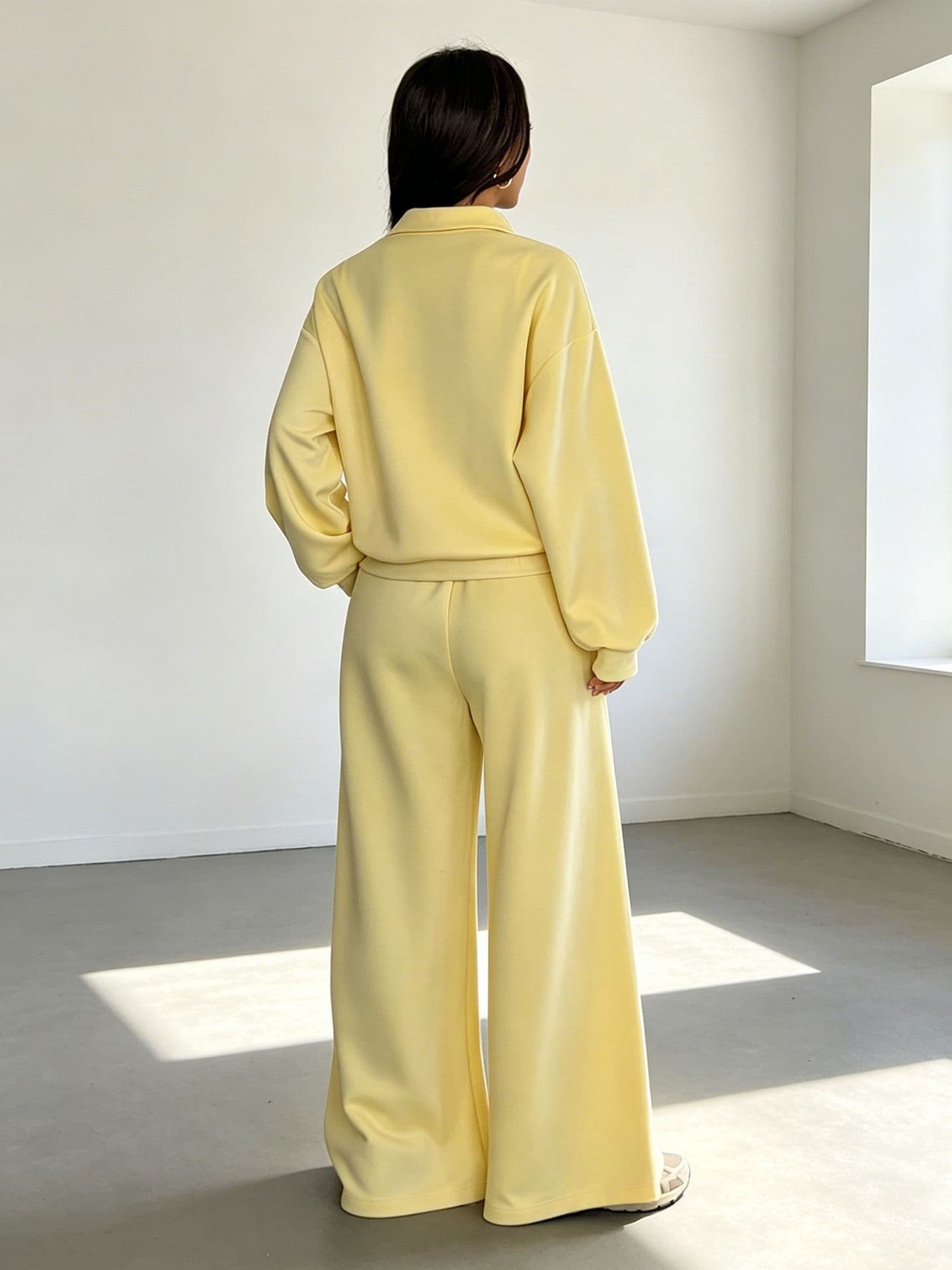 European and American Women's Premium Casual Sportswear Set, Autumn and Winter Loose Slimming Hoodie with Wide-Leg Pants, Fashionable Two-Piece Set