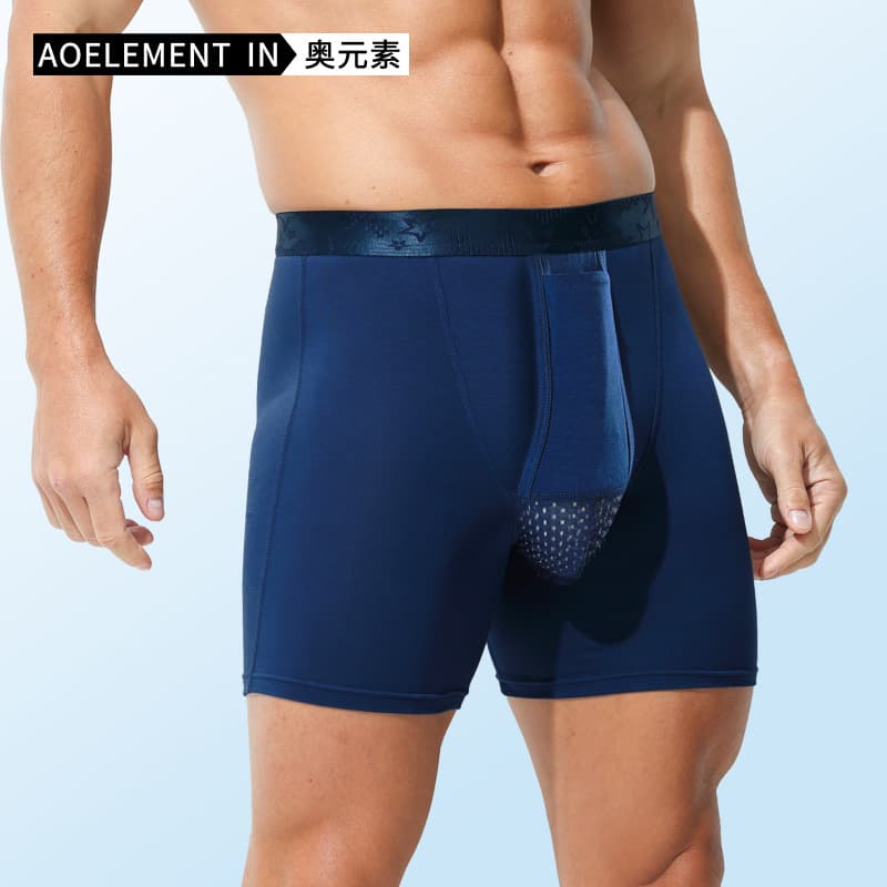 Men's Bullet-Separating Anti-Chafing Boxer Briefs, Breathable Underwear, Athletic Pouch Support, Extended Length Shorts