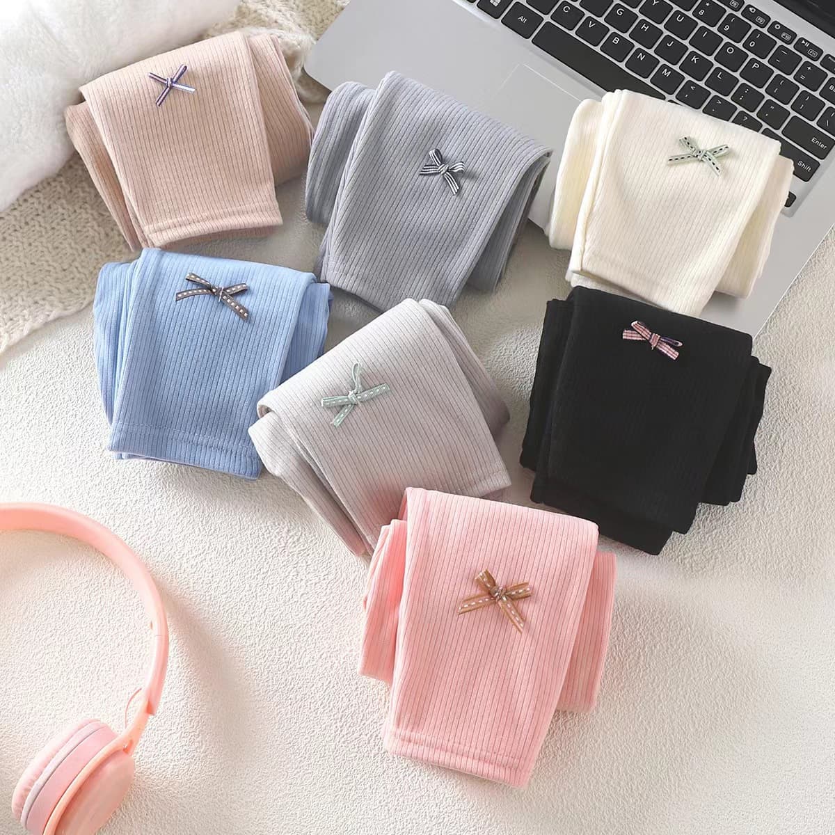Girls' Base Pants Spring/Autumn Thin Wearable Versatile Children's Pants Autumn/Winter Multi-color Stylish Big Kids Tight Pants Thin Fleece