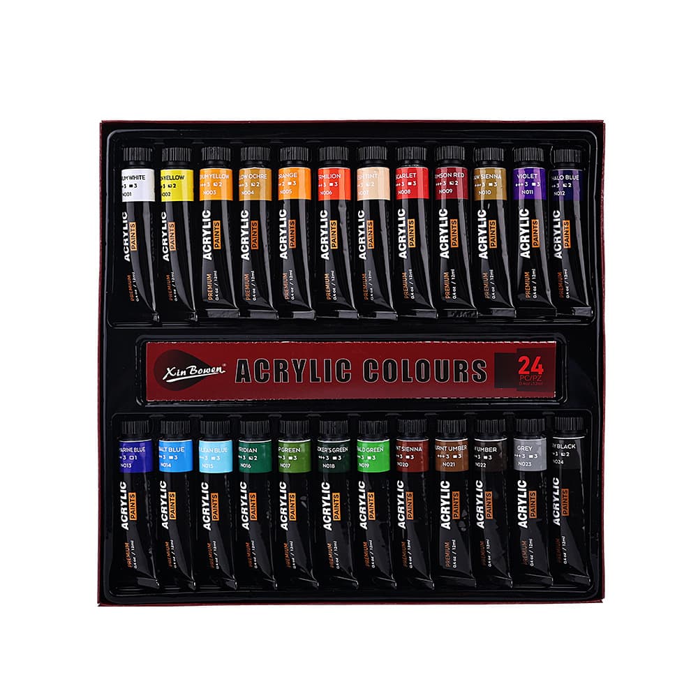 12-Color 24-Color Watercolor Acrylic Paint Set for Art Supplies, Student & Kids Painting, Wall Art, DIY Waterproof Paint Set