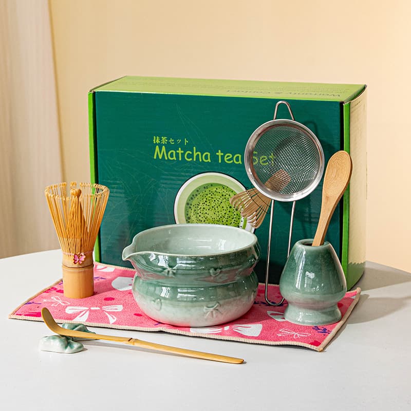 Matcha tea set kiln-glazed 100-piece standing tea whisk Japanese matcha set matcha bowl with spout high-looking cross-border exclusive supply