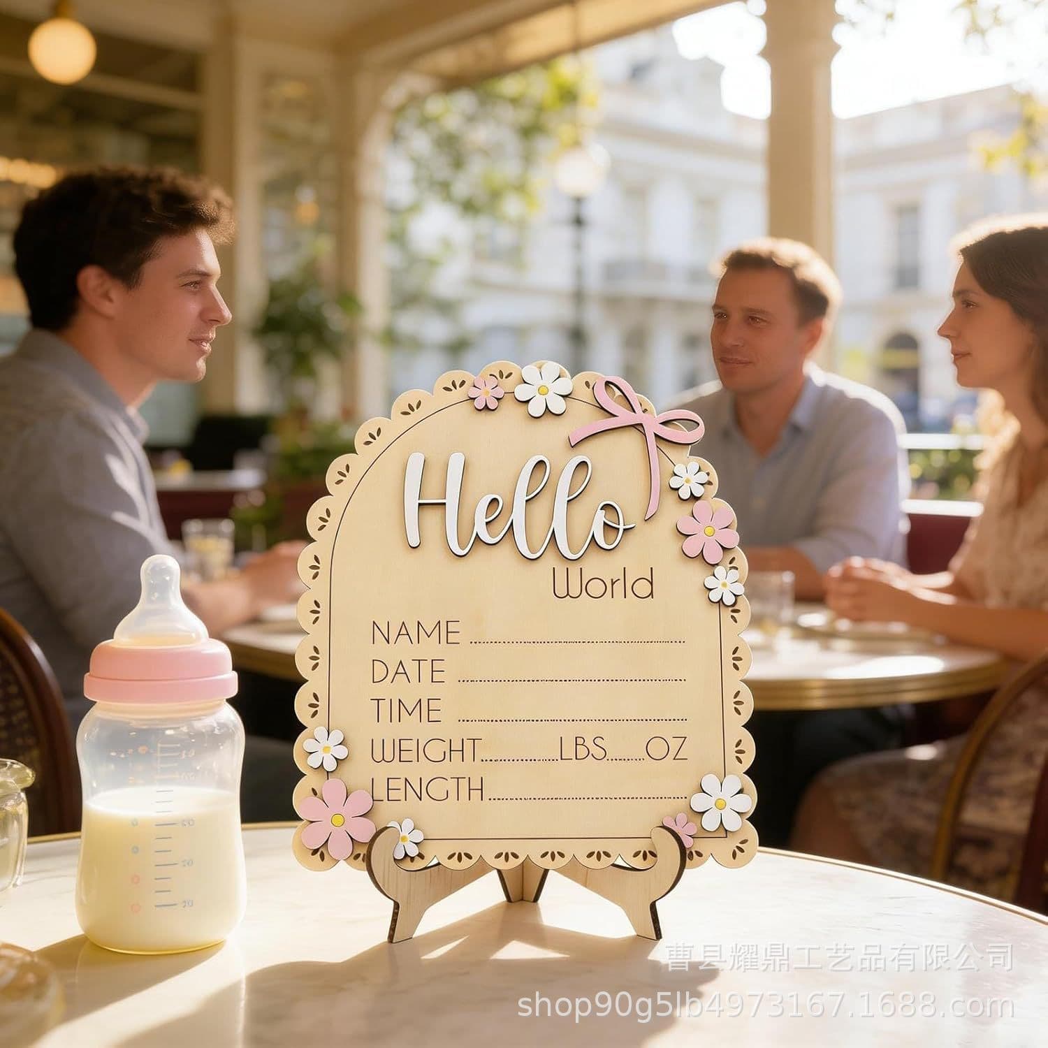 Wooden newborn month commemorative plate countertop wooden crafts ornaments baby commemorative milestone welcome sign