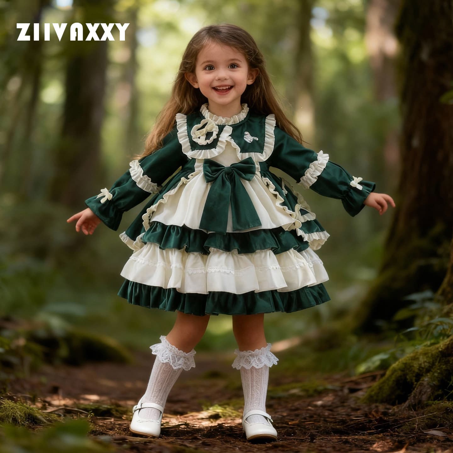 Lolita girls autumn and winter new style skirt children's dress bow Lolita girl princess skirt