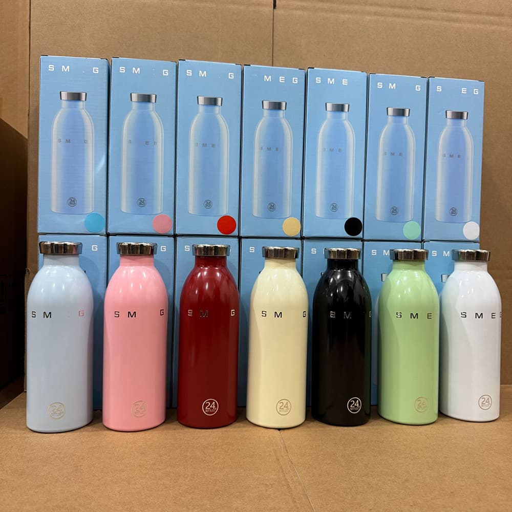 In Stock SMEG Stainless Steel Insulated Bottle Large Capacity High Aesthetic Small Mouth Portable Travel Water Bottle Cross-border