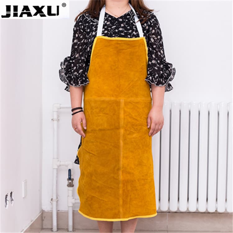 Spark and Splash Resistant Welding Protective Apron Welder Bib Apron Three-Panel Labor Protection Apron Denim Full-Grain Cowhide Welding Apron