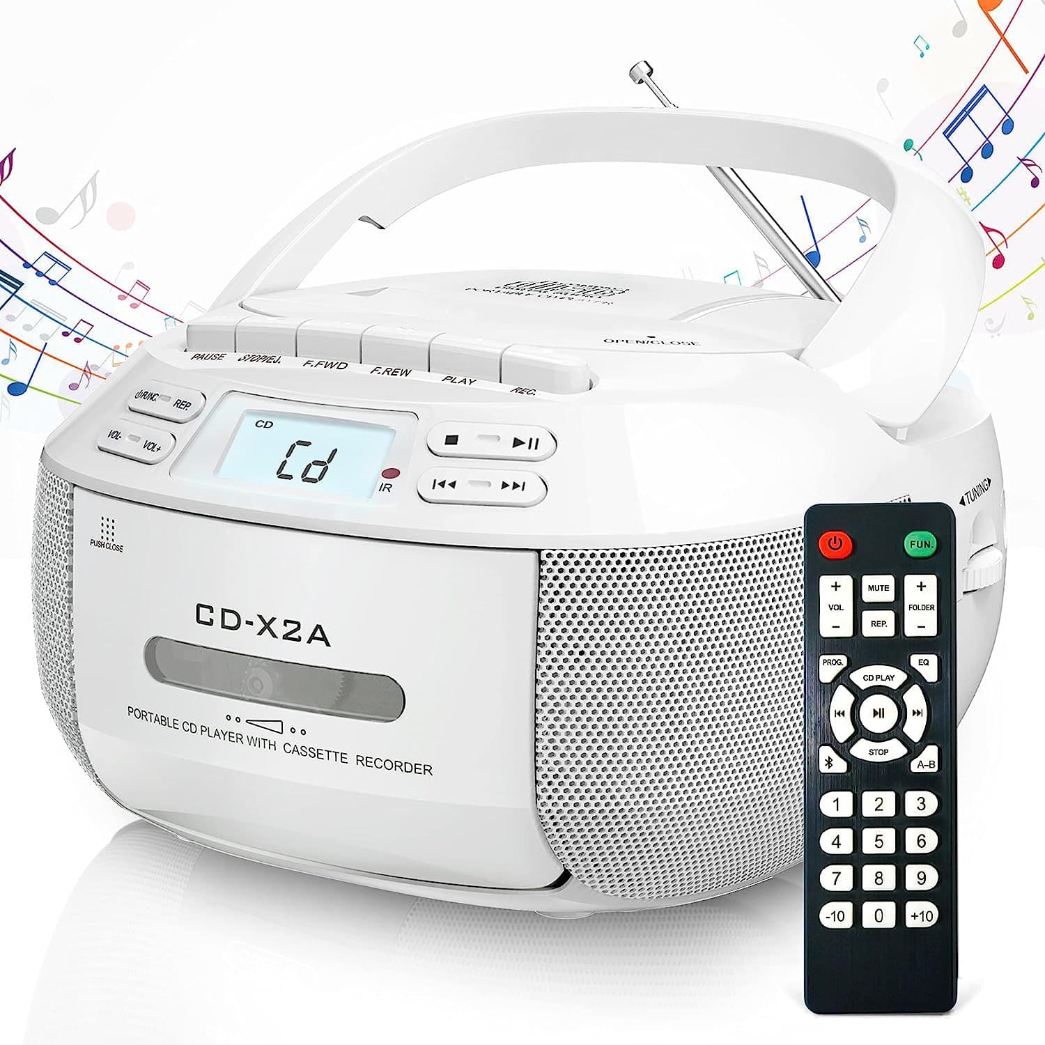 Multi-functional Bluetooth Cassette Radio, Portable CD Player, USB, Recording, A-B Repeat