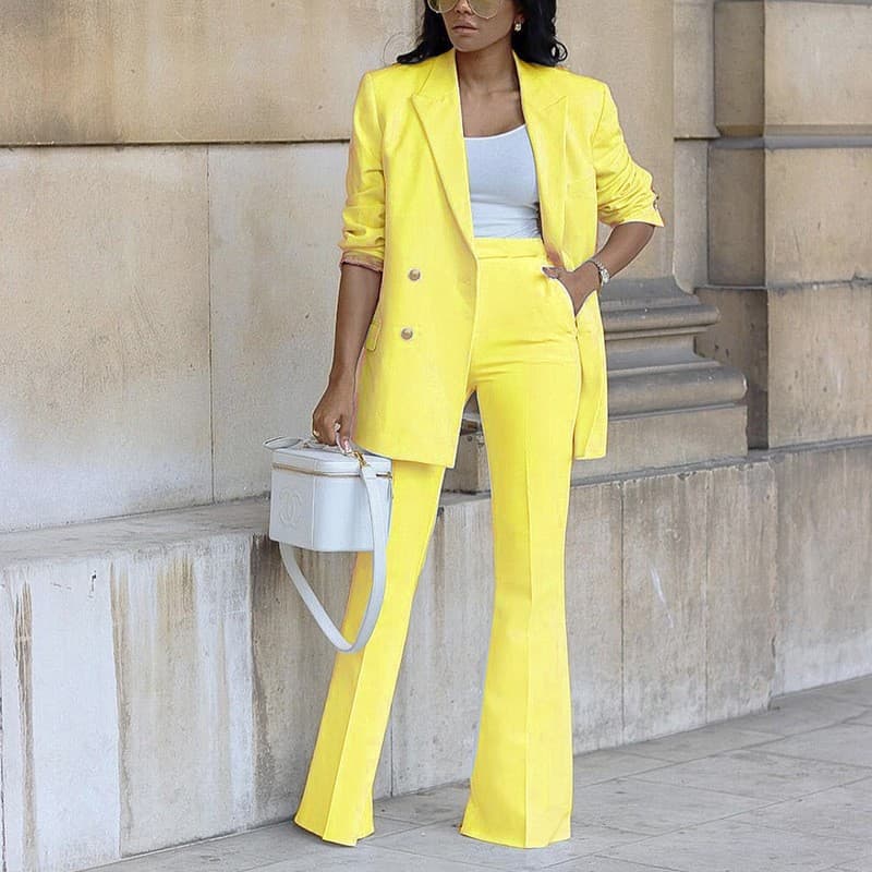 European and American Cross-border Women's Wear Autumn and Winter 2024 New Solid Color Casual Fashion Suit Wide Leg Pants Suit suit Women