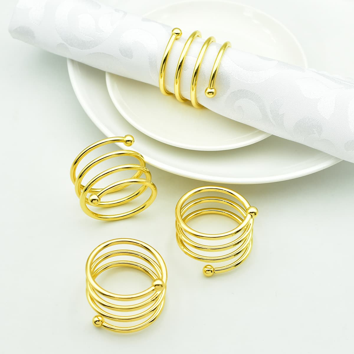 Home Hotel Table Decoration Wholesale Retail Premium Gold Spring Napkin Ring Festival Napkin Clip