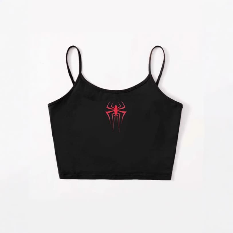 European and American cross-border women's fashion spider pattern printed sleeveless tank top, INS hot girl style crop top