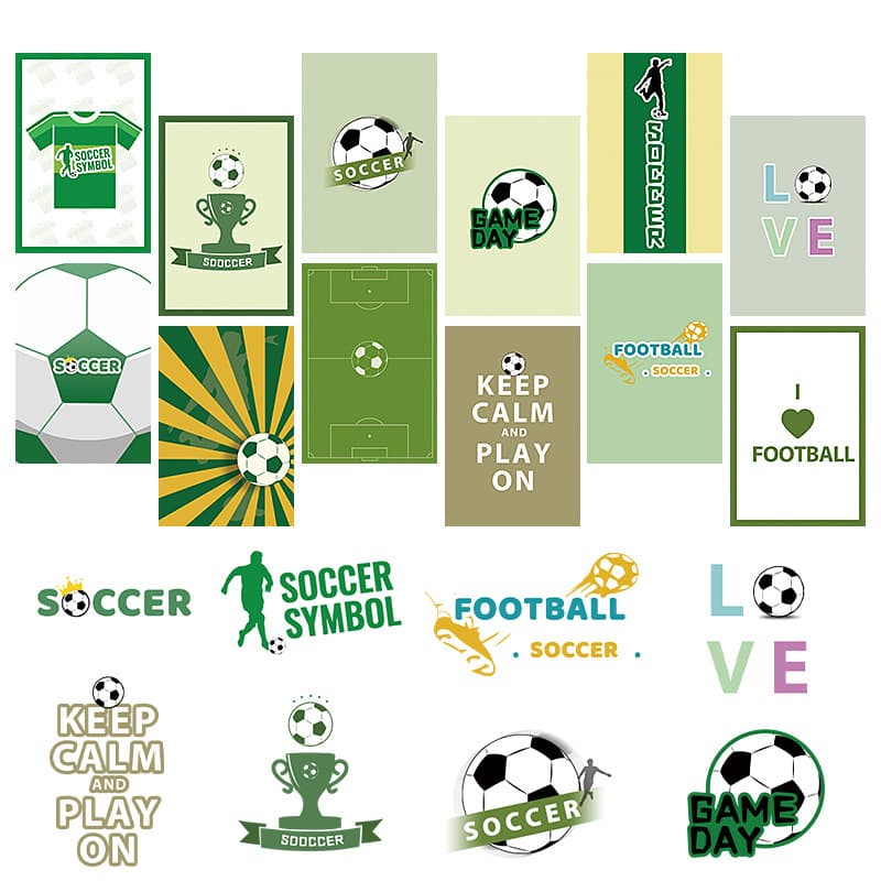 Cross-border Football Theme Wall Decoration Sticker Cards Ins Style Wall Stickers World Cup Football Stickers