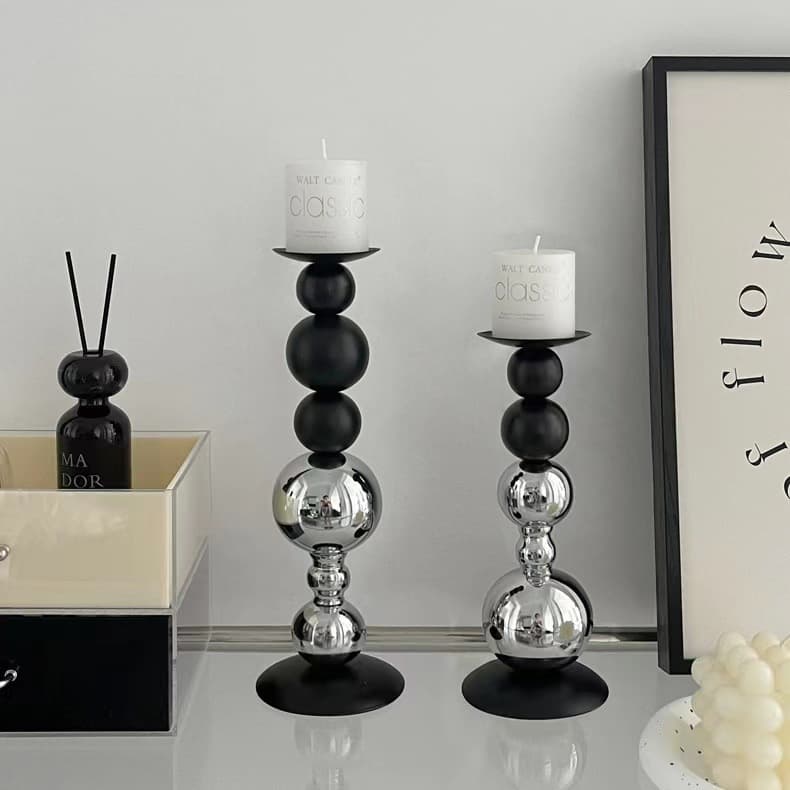 Trendy New Modern Minimalist Black Metal Sphere Candle Holder Wedding Home Art Decoration Photography Prop Candle Holder