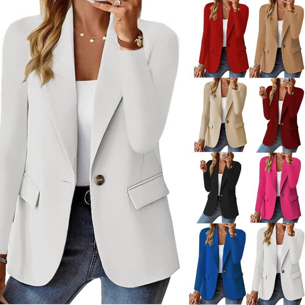 2025 Amazon WISH Autumn Long Sleeve Solid Color Cardigan Blazer for Women