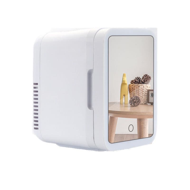 New Mini Cosmetic Fridge for Car and Home Use with Makeup Mirror, Portable Cooling Refrigerator